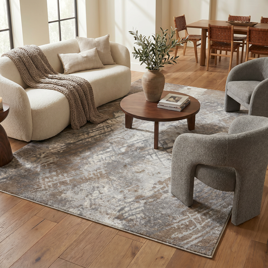 Tapis marron abstrait contemporain Sakarya