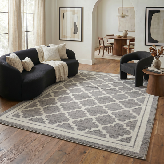 Kaya Trellis Traditional Grey Indoor Rug
