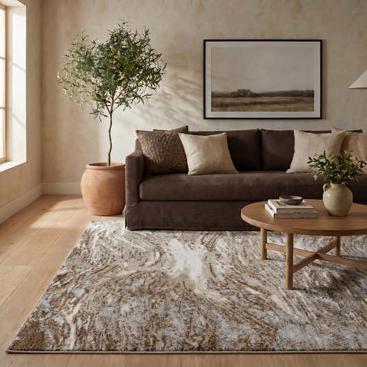 Tapis Sakarya moderne ondulé marron