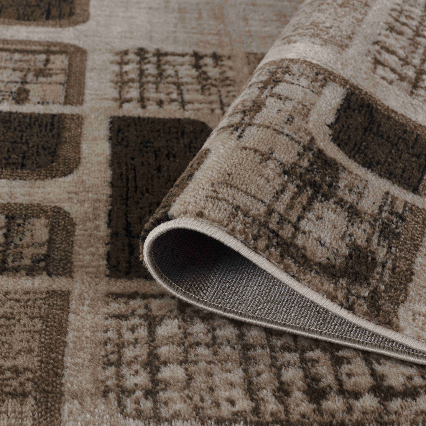 Nico Geometric Contemporary Brown and Beige Indoor Rug