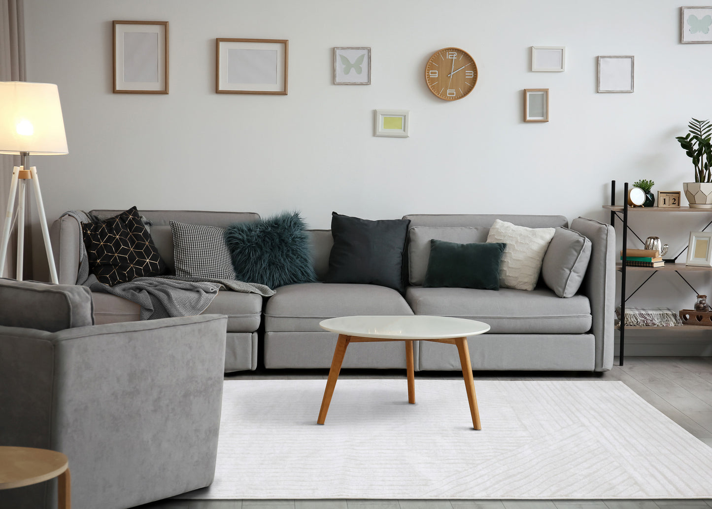 Modern Stripes Tonal Solid Cream Area Rug
