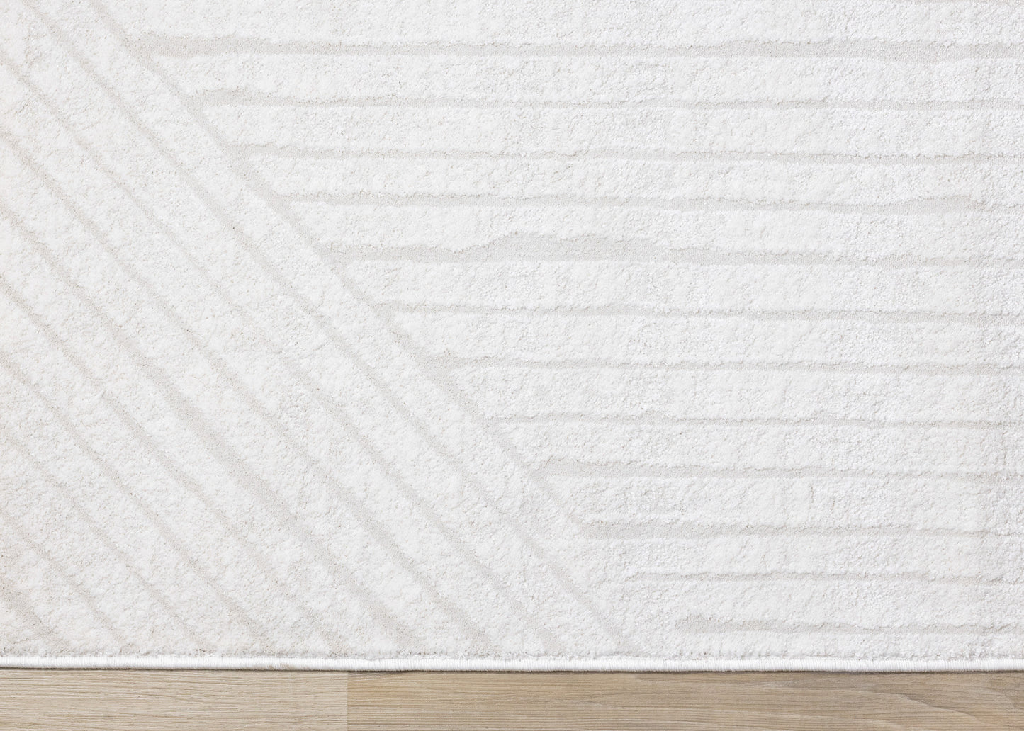 Modern Stripes Tonal Solid Cream Area Rug