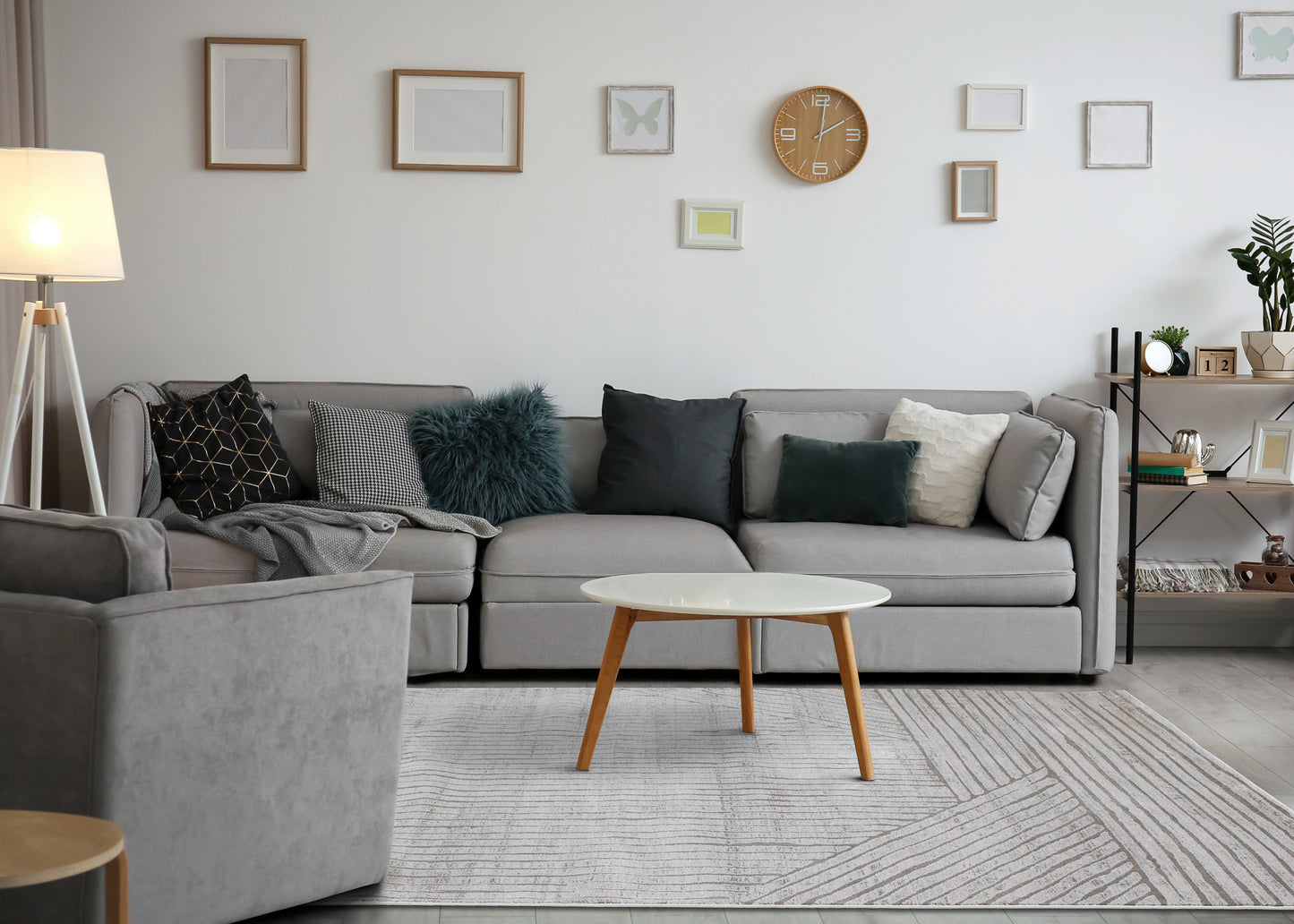 Modern Stripes Tonal Solid Grey Area Rug