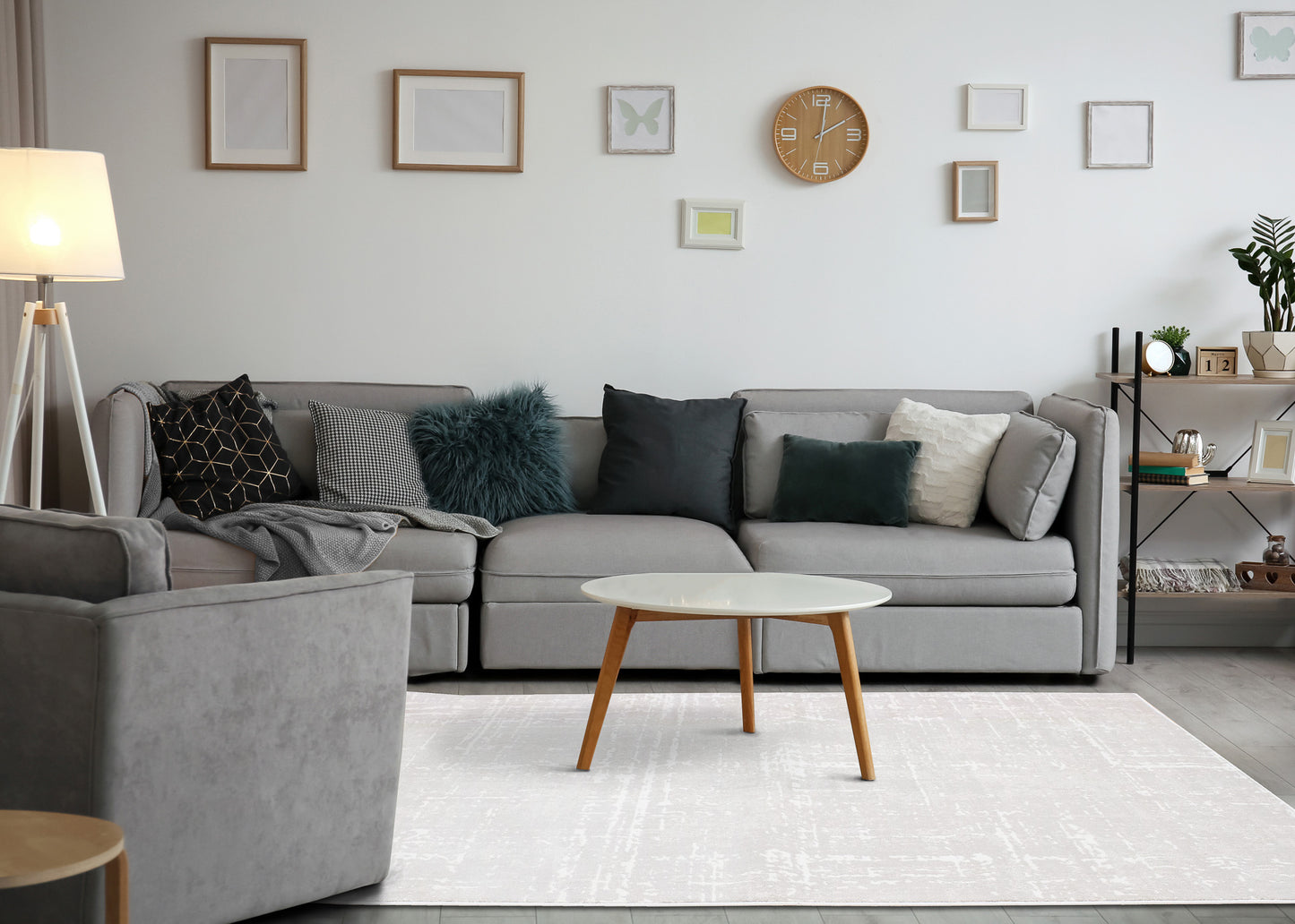 Modern Organic Tonal Solid Cream Area Rug