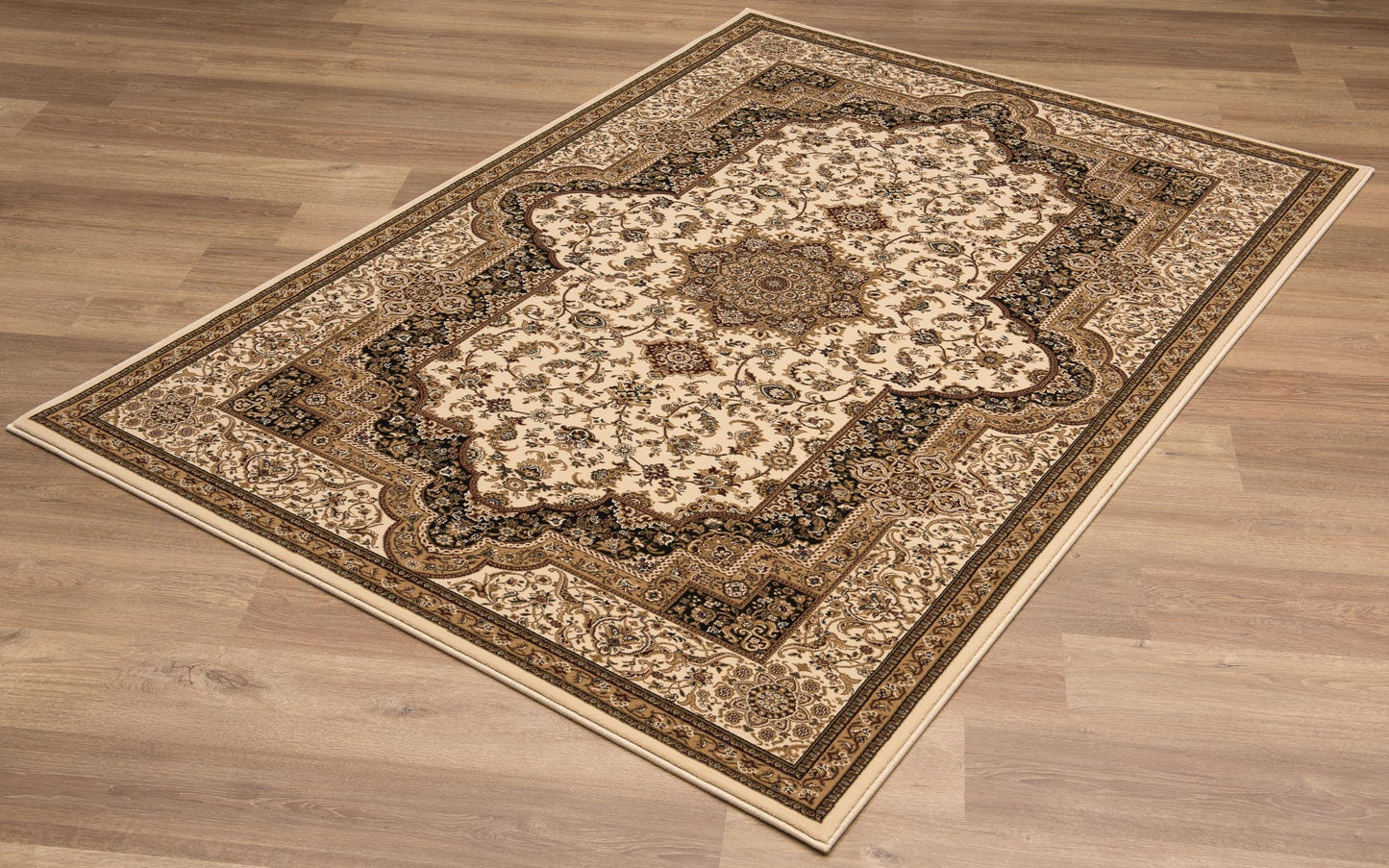 Tapis crème traditionnel persan majestueux
