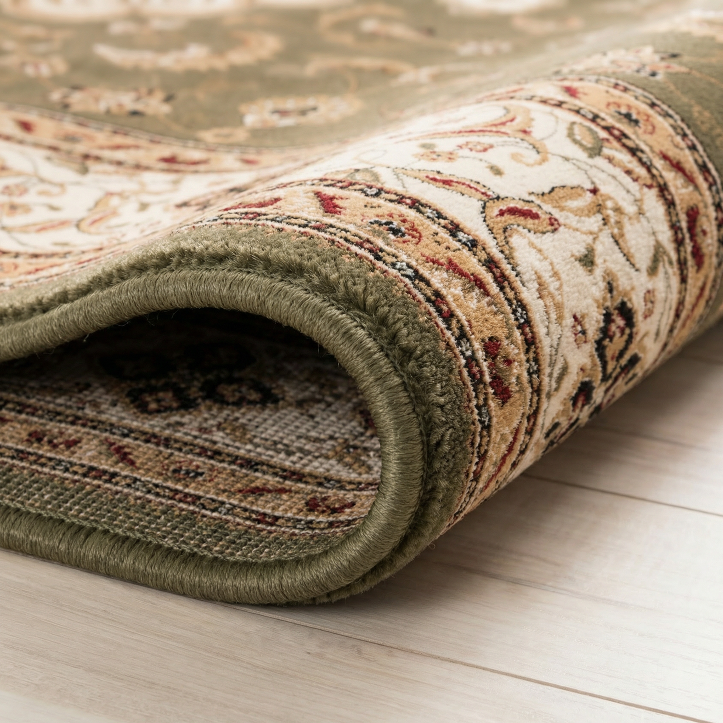 Tapis vert traditionnel persan majestueux