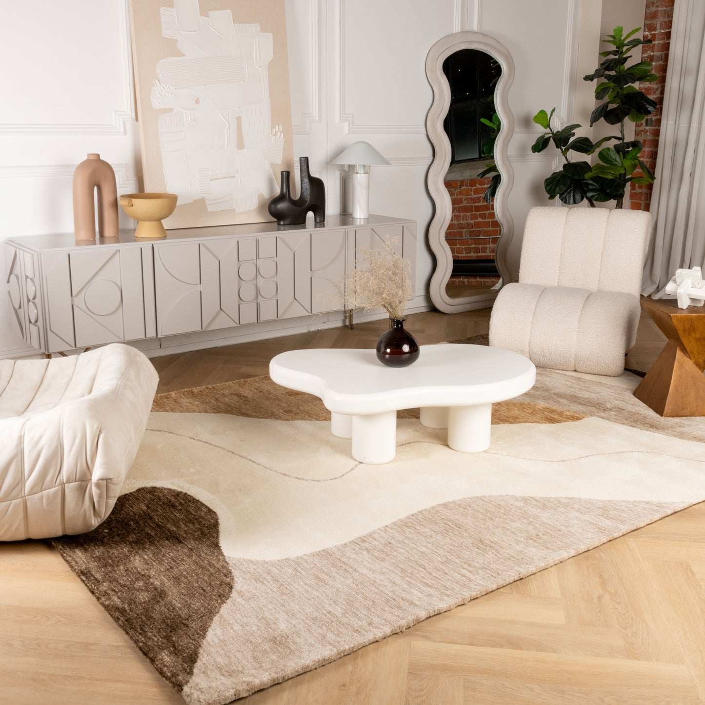 Maya Abstract Modern Beige Rug