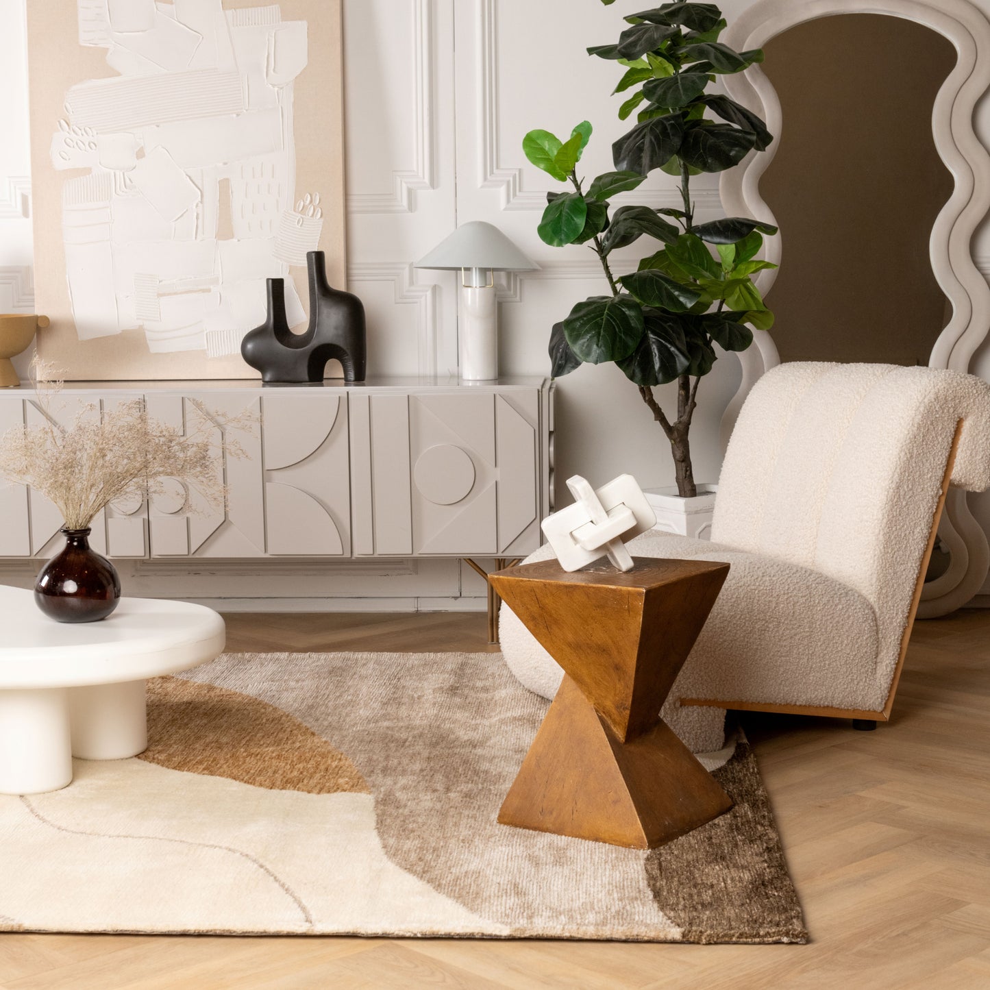 Maya Abstract Modern Beige Rug