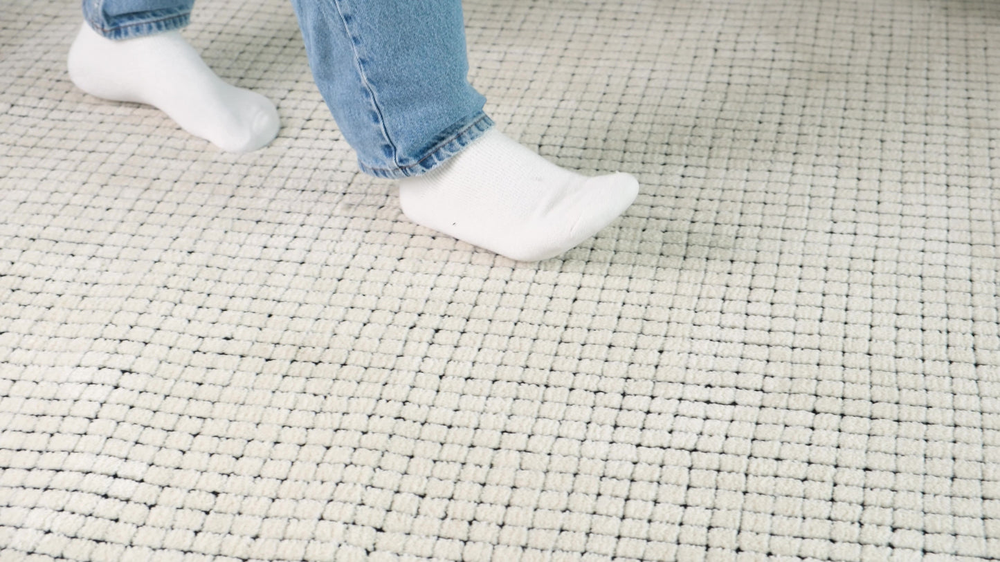 Moru Checkered Contemporary Beige and Black Indoor Rug