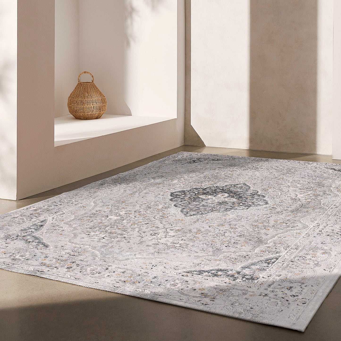 Tapis gris contemporain marocain Capri