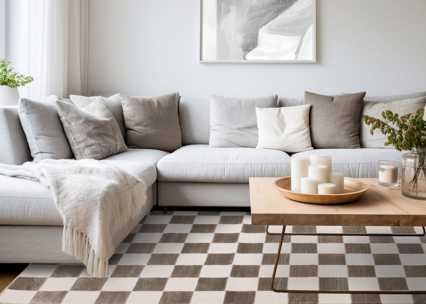 Contemporary Geometric Brown Area Rug
