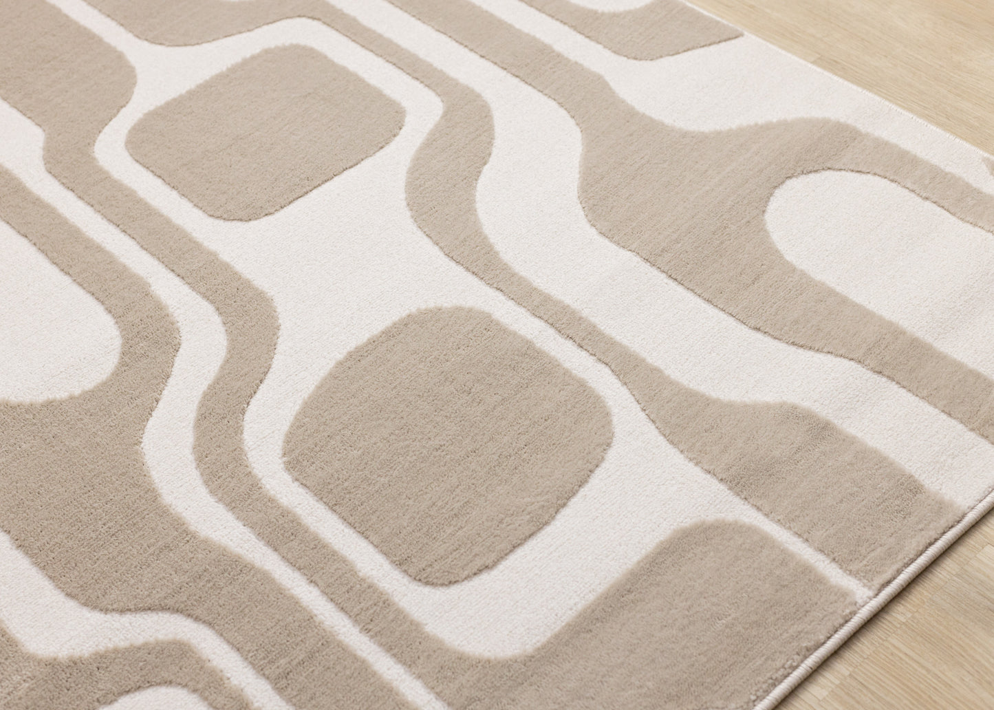 Mid-Century Geometric Cream Area Rug