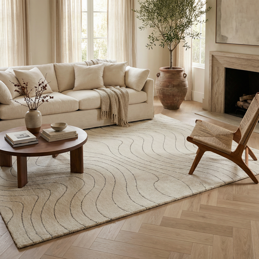 Rahil Abstract Contemporary Beige and Cream Indoor Rug