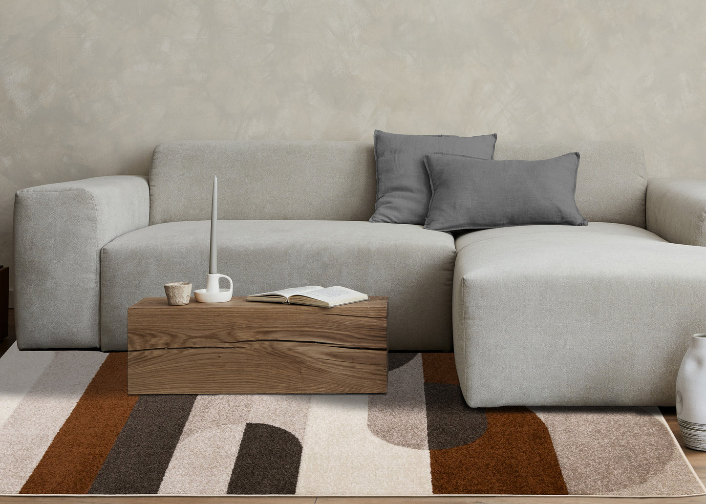 Contemporary Geometric Cream Area Rug