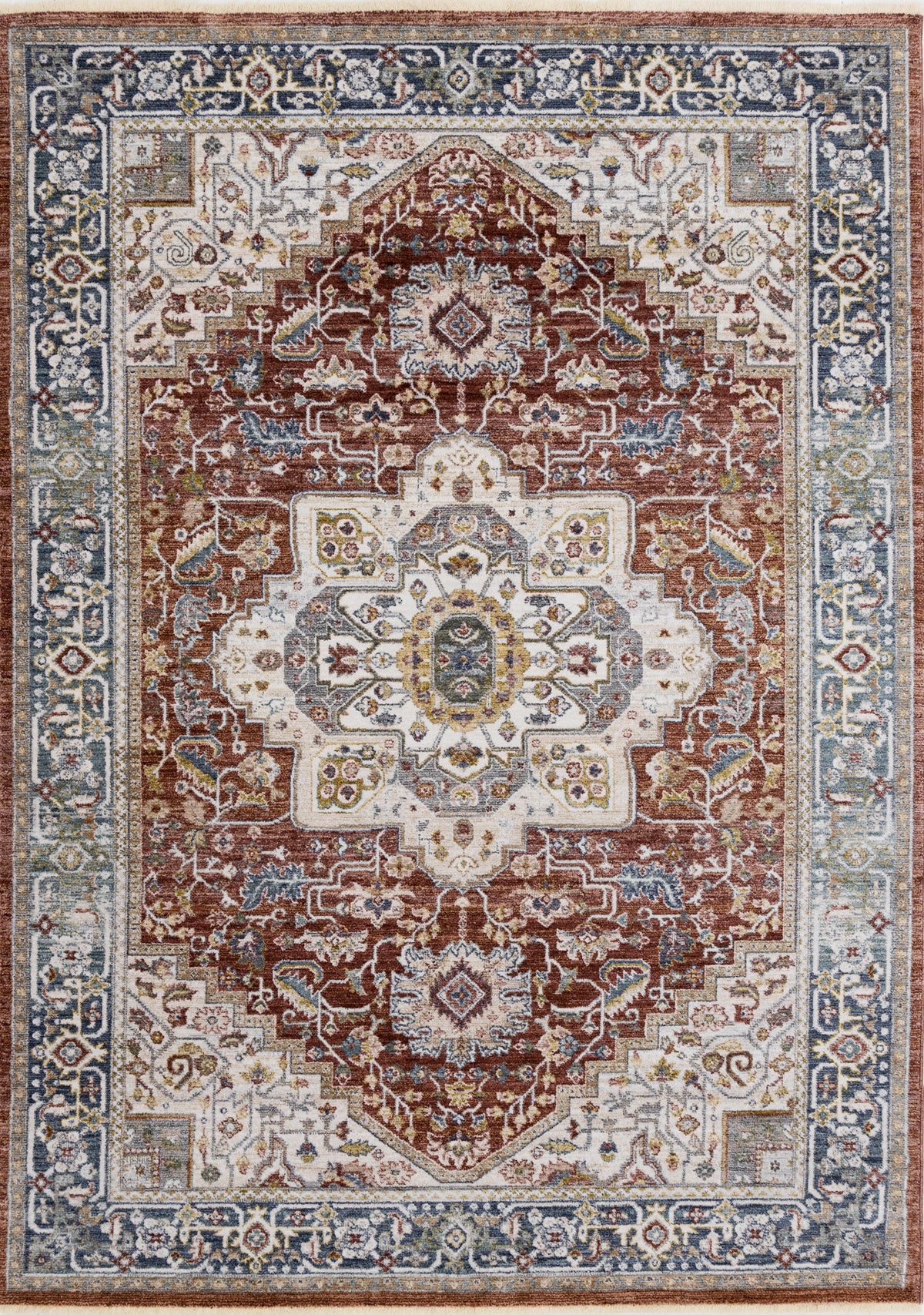 Tapis classique traditionnel à bordure rouge