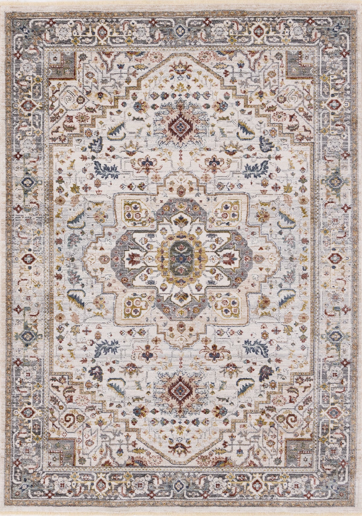 Tapis classique traditionnel à bordure crème