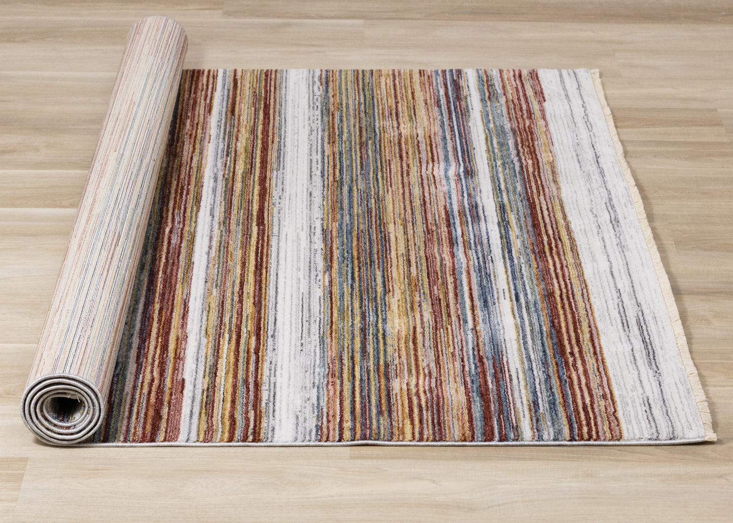 Alfombra contemporánea de rayas amarillas