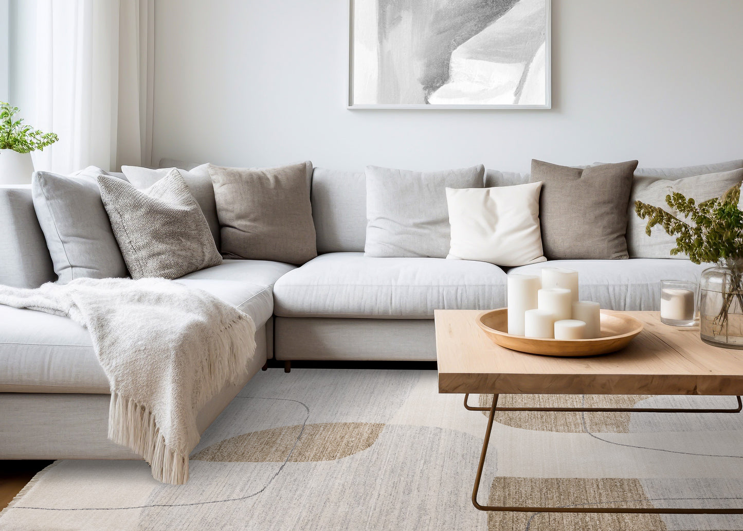 Contemporary Geometric Cream Area Rug