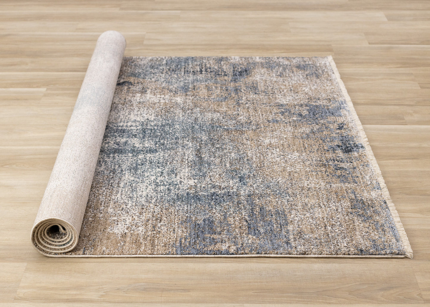 Contemporary Distressed Geometric Beige Area Rug
