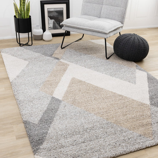 Contemporary Geometric Grey Area Rug