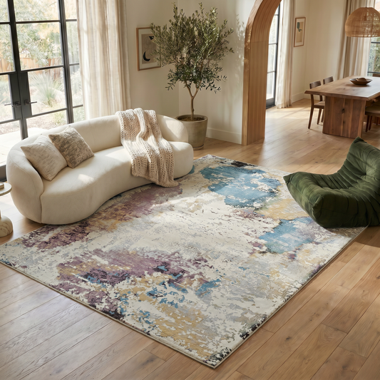 Sola Distressed Beige and Blue Indoor Rug