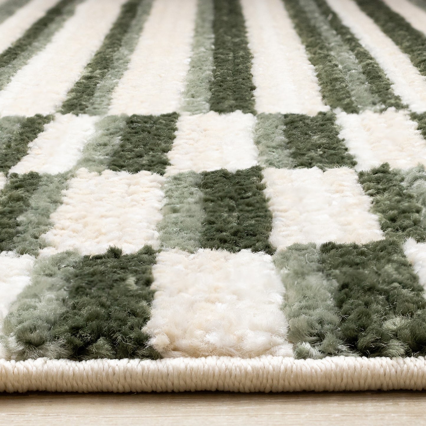 Contemporary Stripes Green Area Rug