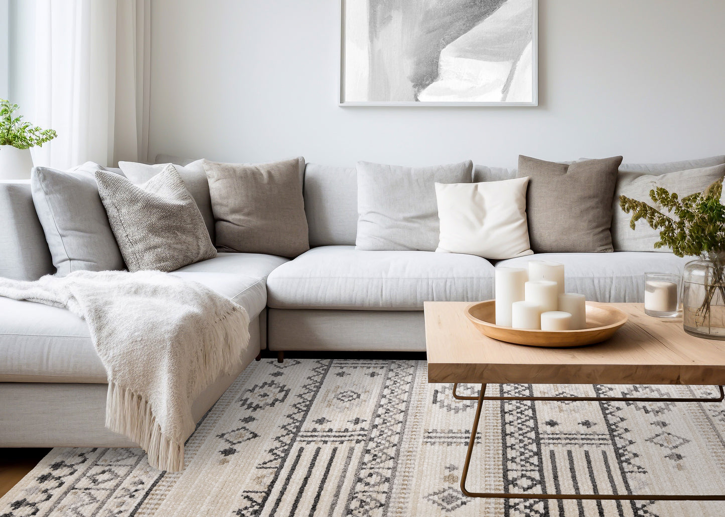 Tribal Southwestern Cream Area Rug