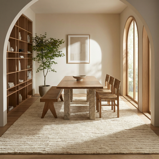 Noma Striped Comtemporary Beige and Grey Indoor Rug