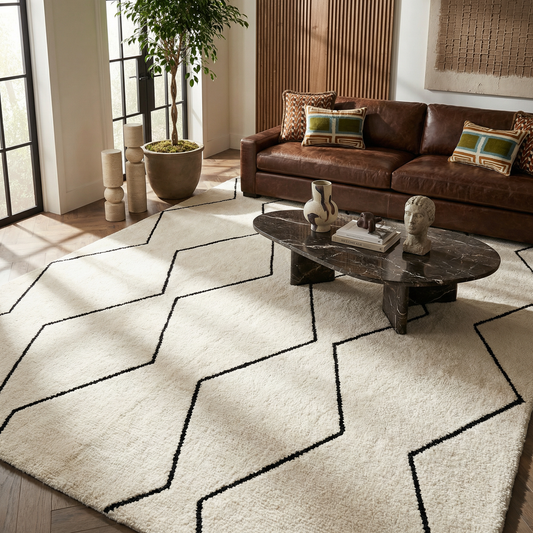 Aegis Trellis Contemporary Beige and Black Indoor Rug