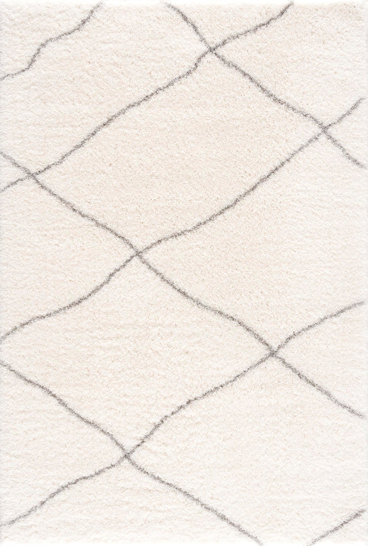 Tapis Linea à treillis contemporain blanc et gris