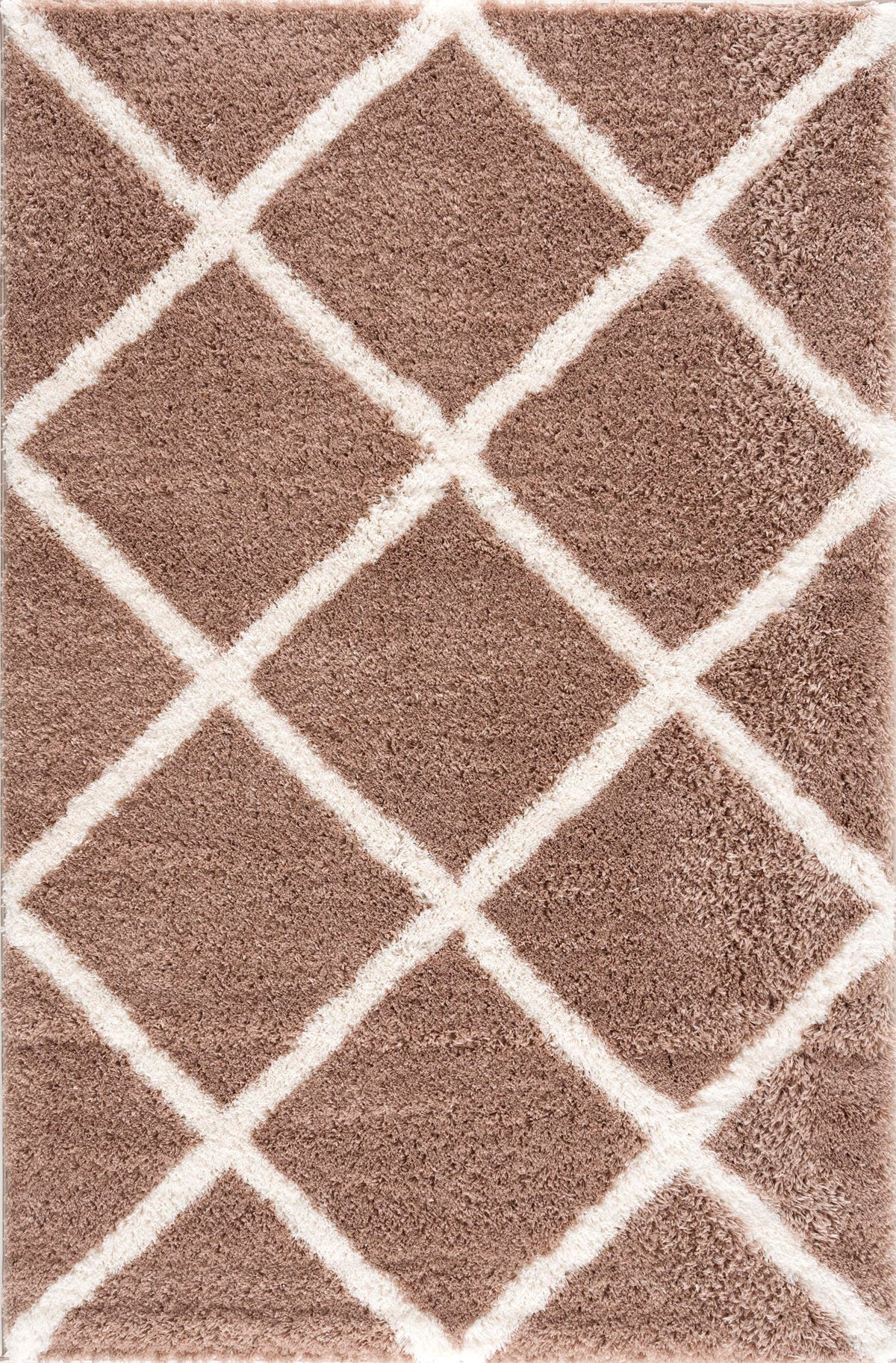 Tapis Terra à treillis contemporain brun et blanc