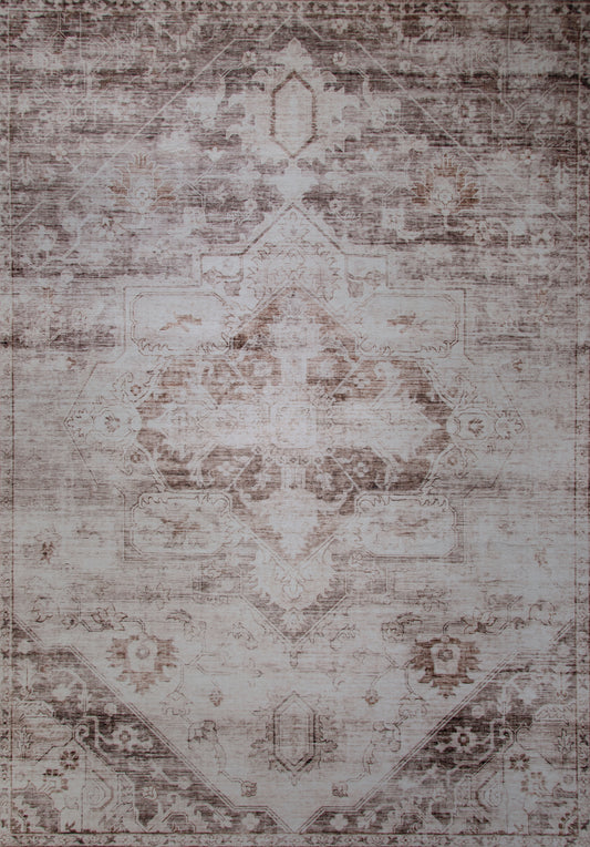 Tapis traditionnel marron vieilli Aruba