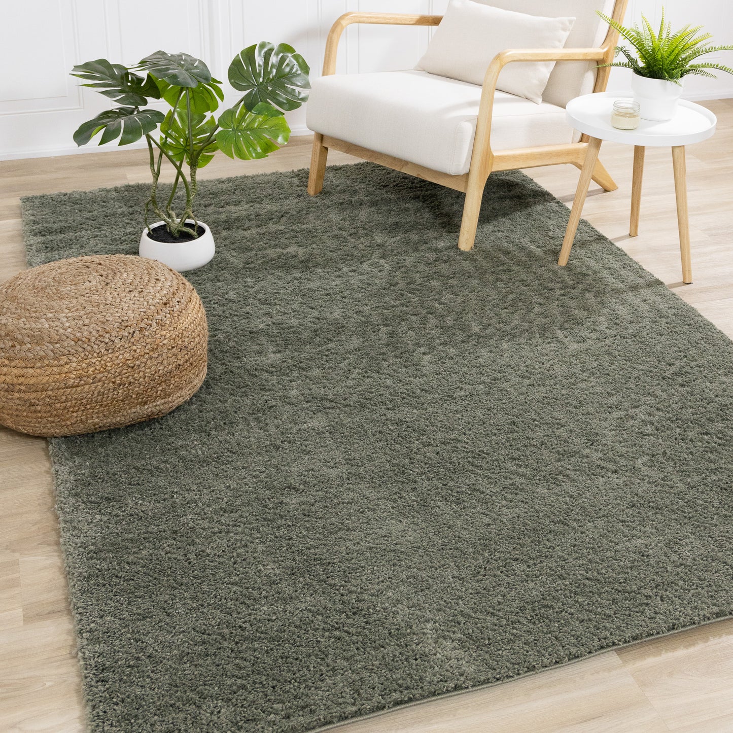 Alfombra moderna de color verde sólido tonal