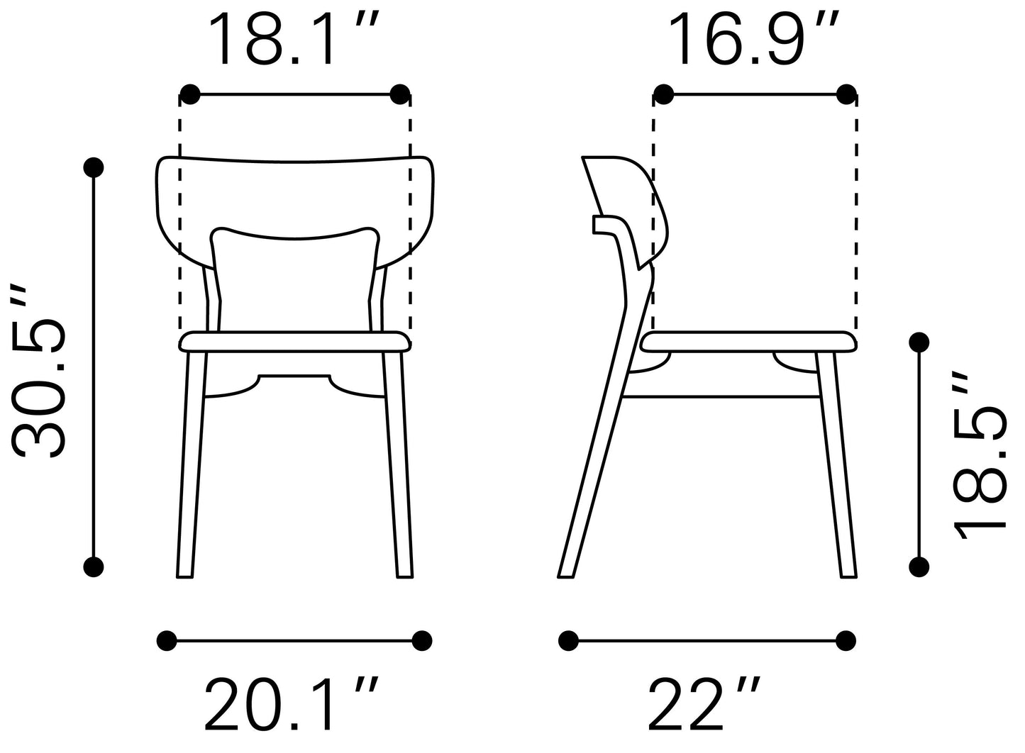 Dining Chair (Set of 2) Walnut & Light Gray - Modern & Ergonomic Seating for Home & Office
