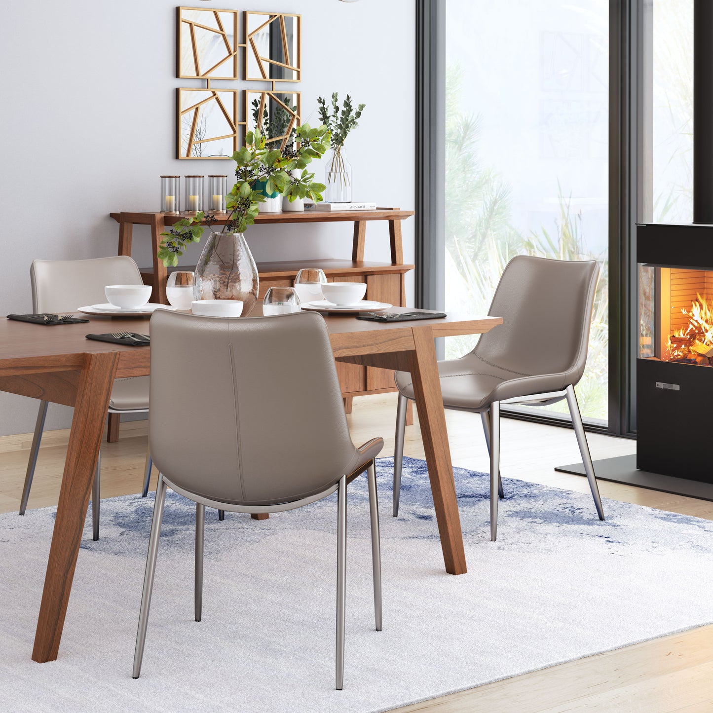 Juego de 2 sillas de comedor en marrón y plata: asientos modernos y ergonómicos para el hogar y la oficina.