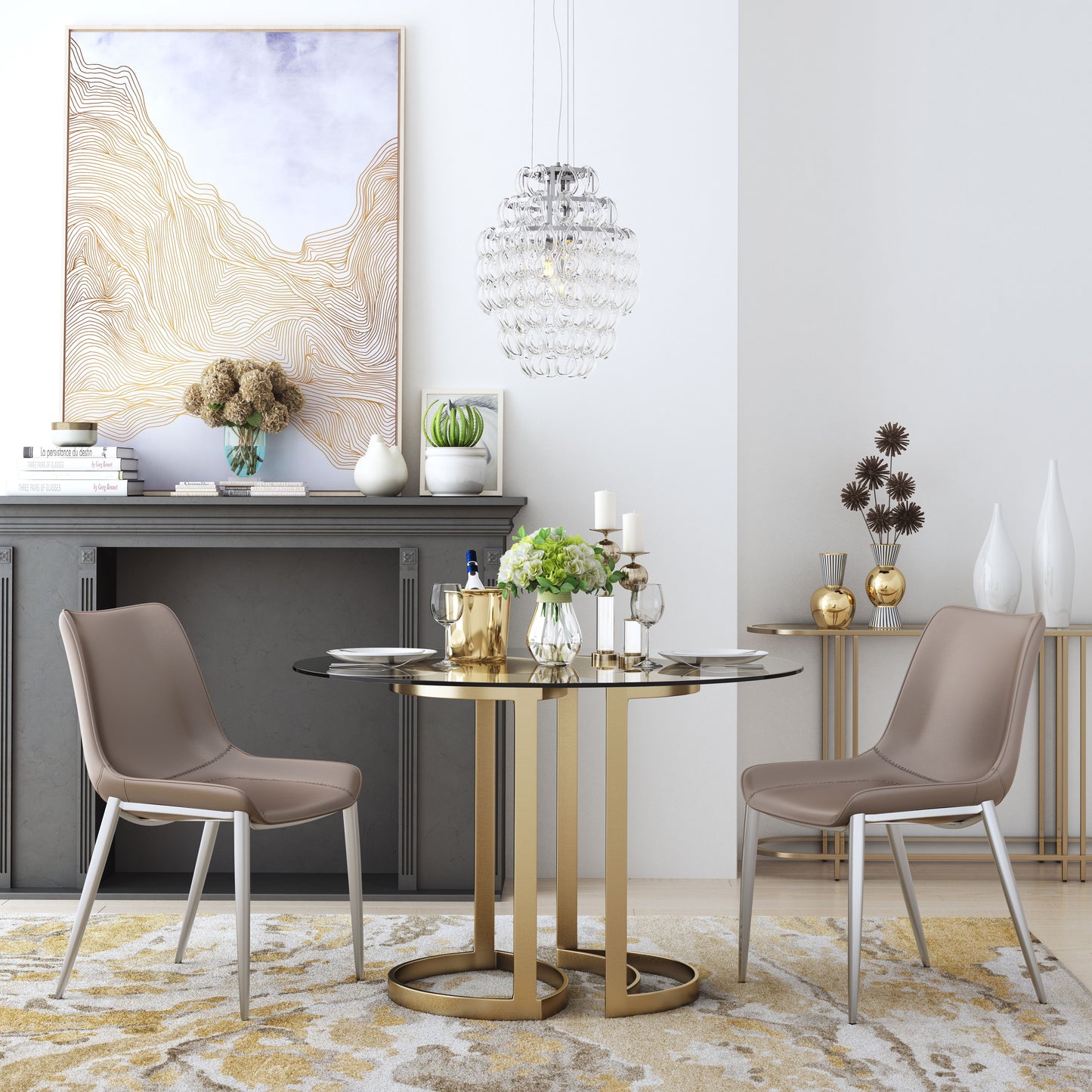 Juego de 2 sillas de comedor en marrón y plata: asientos modernos y ergonómicos para el hogar y la oficina.