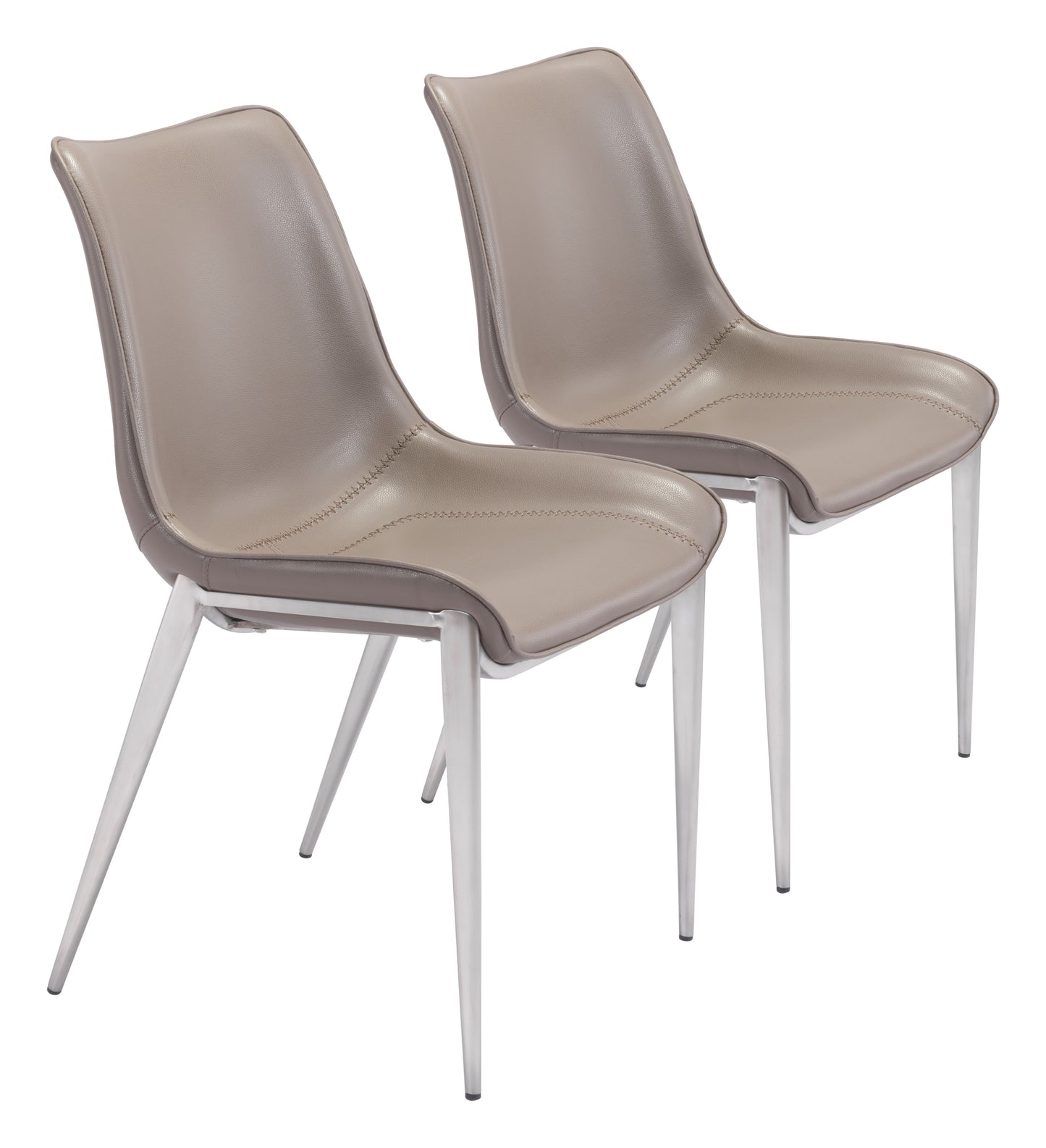Juego de 2 sillas de comedor en marrón y plata: asientos modernos y ergonómicos para el hogar y la oficina.