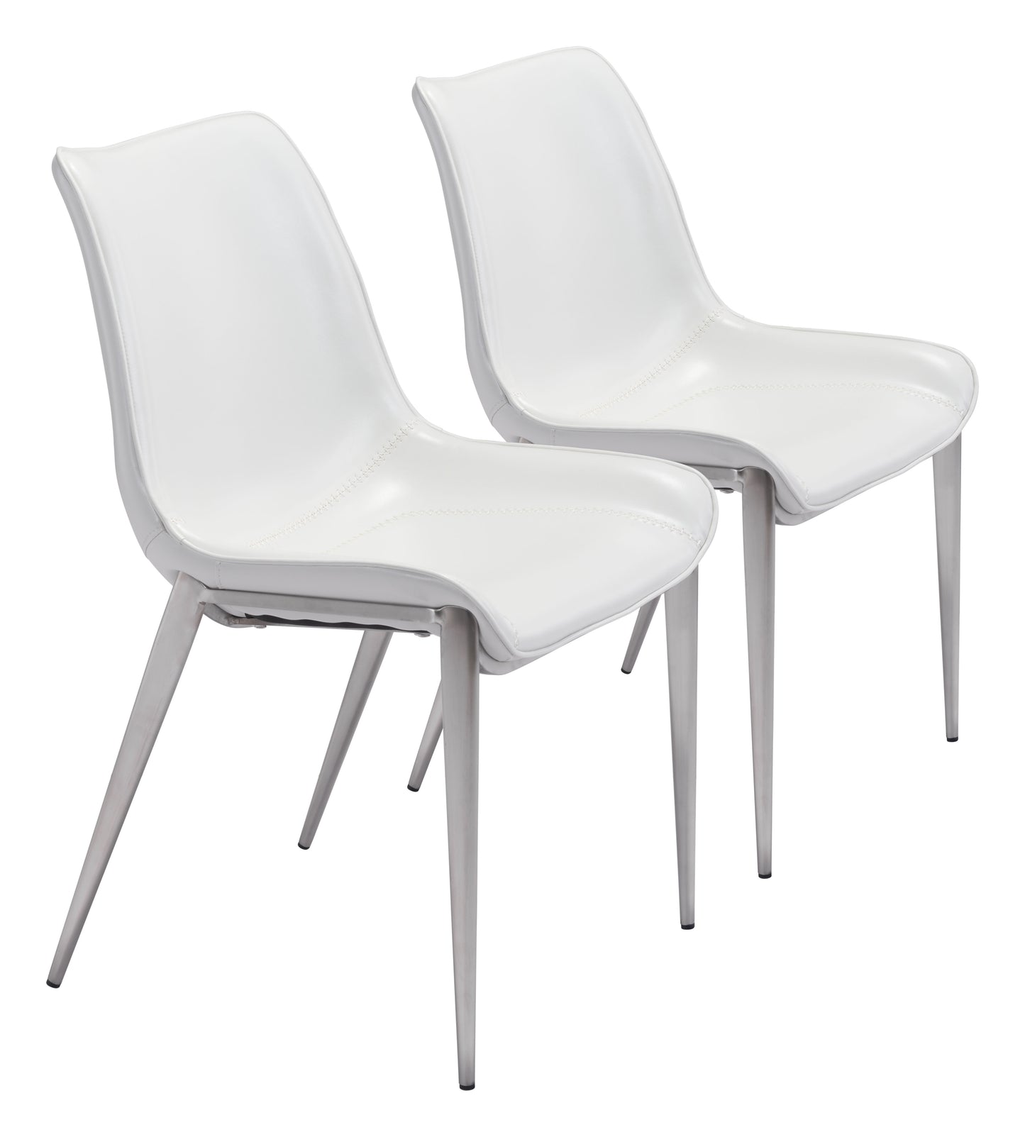Sillas de comedor (juego de 2) blancas y plateadas: asientos modernos y ergonómicos para el hogar y la oficina