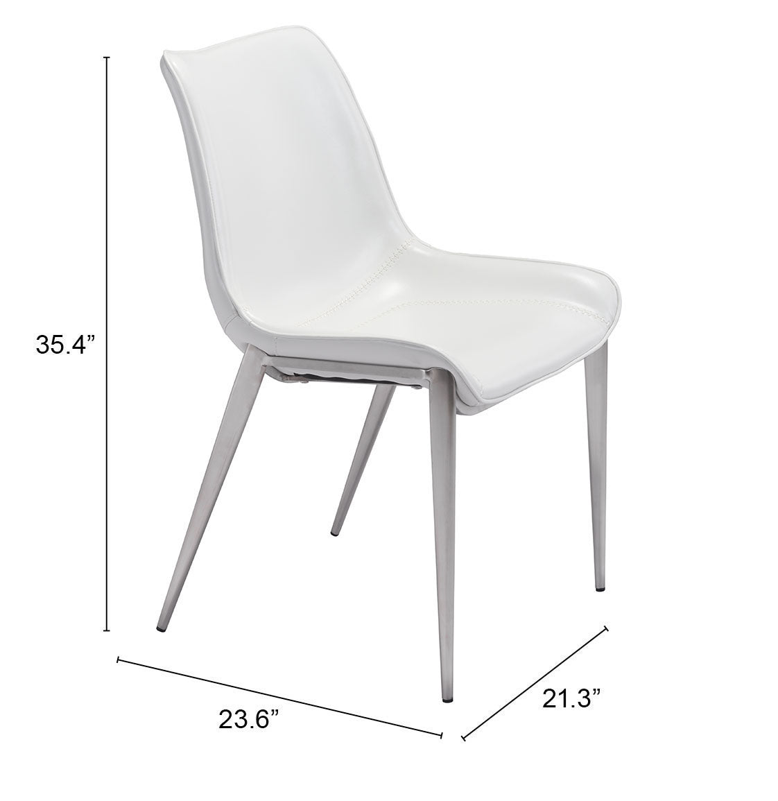 Sillas de comedor (juego de 2) blancas y plateadas: asientos modernos y ergonómicos para el hogar y la oficina