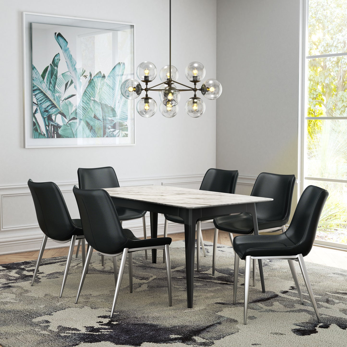 Sillas de comedor (juego de 2) negras y plateadas: asientos modernos y ergonómicos para el hogar y la oficina