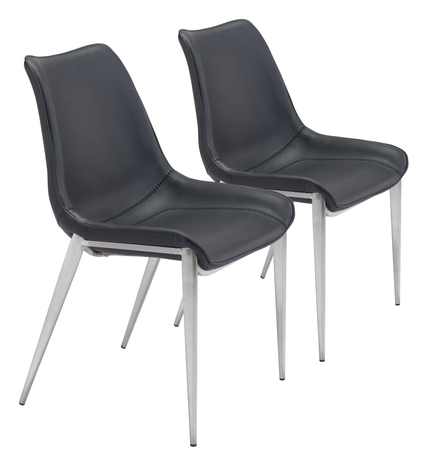 Sillas de comedor (juego de 2) negras y plateadas: asientos modernos y ergonómicos para el hogar y la oficina