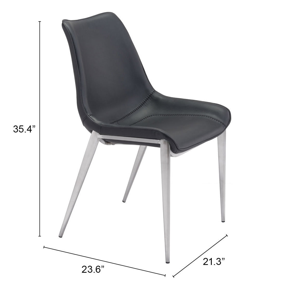Sillas de comedor (juego de 2) negras y plateadas: asientos modernos y ergonómicos para el hogar y la oficina