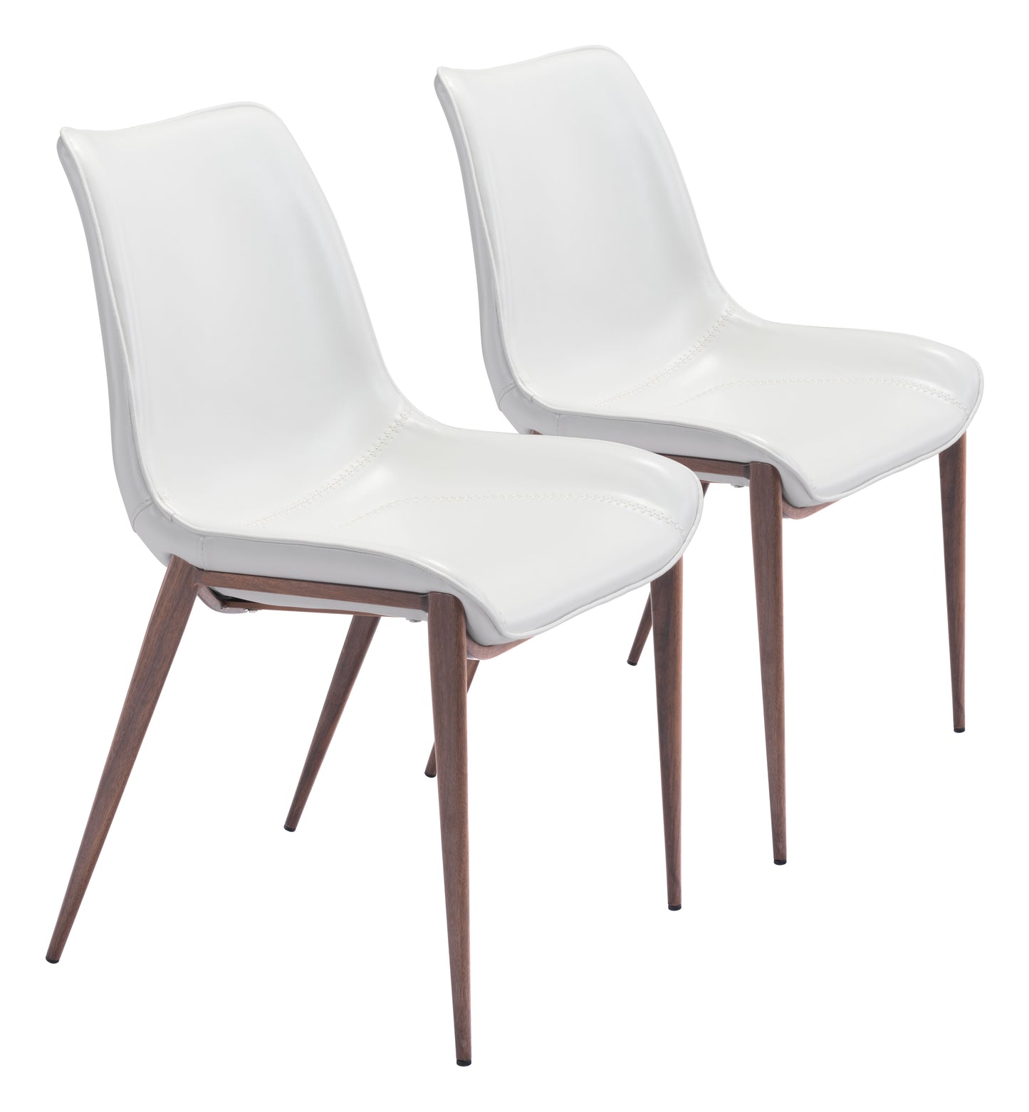 Chaise de salle à manger Magnus (lot de 2) Blanc et noyer