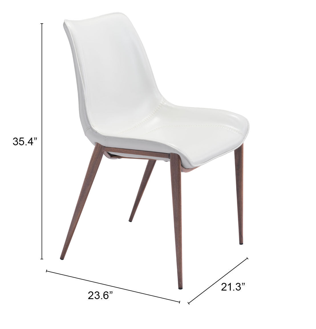 Chaise de salle à manger Magnus (lot de 2) Blanc et noyer
