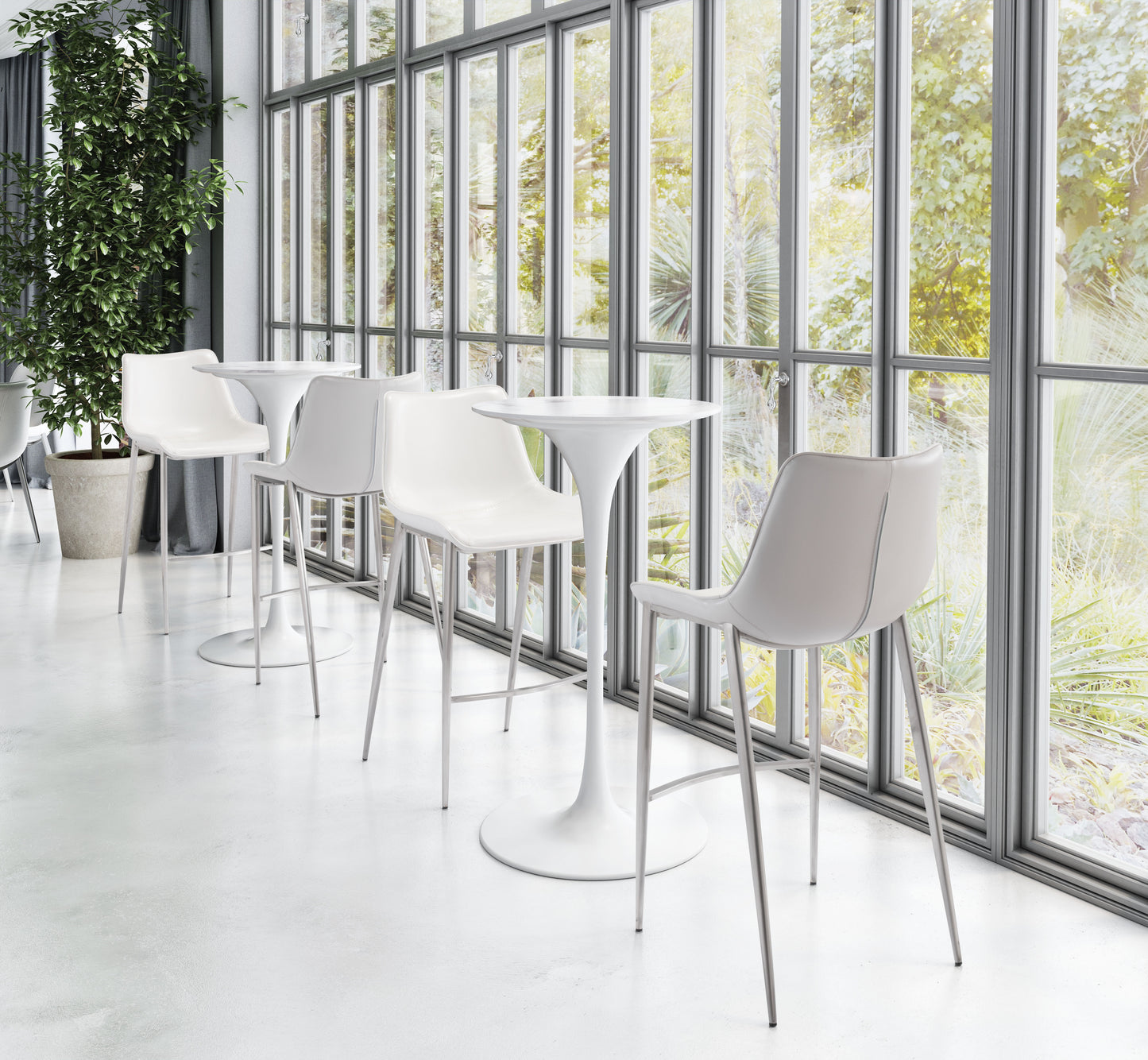 Juego de 2 taburetes de bar en blanco y plateado: calidad superior y diseño elegante para tu hogar.
