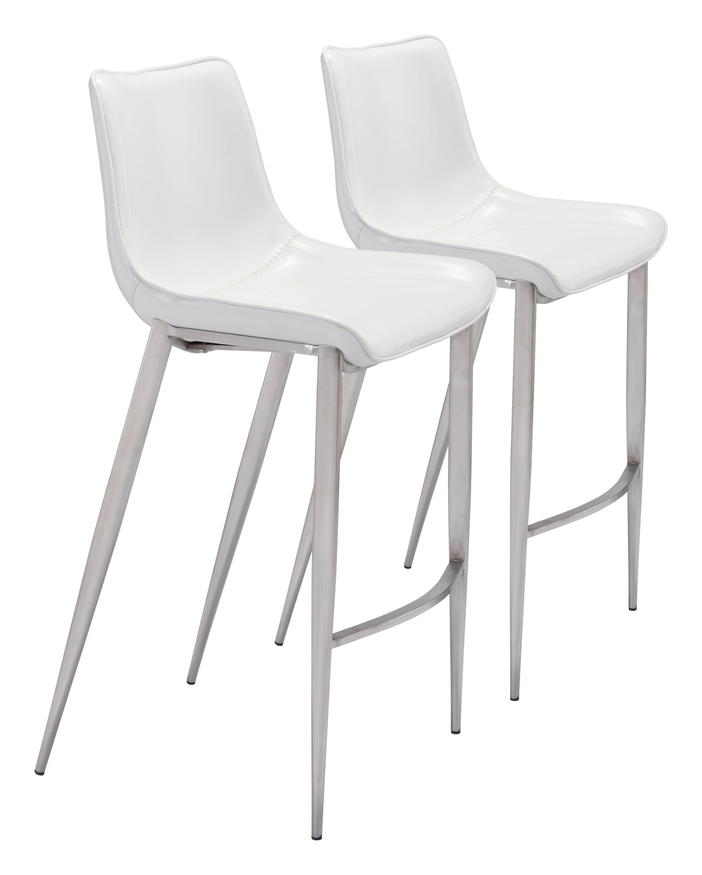 Juego de 2 taburetes de bar en blanco y plateado: calidad superior y diseño elegante para tu hogar.