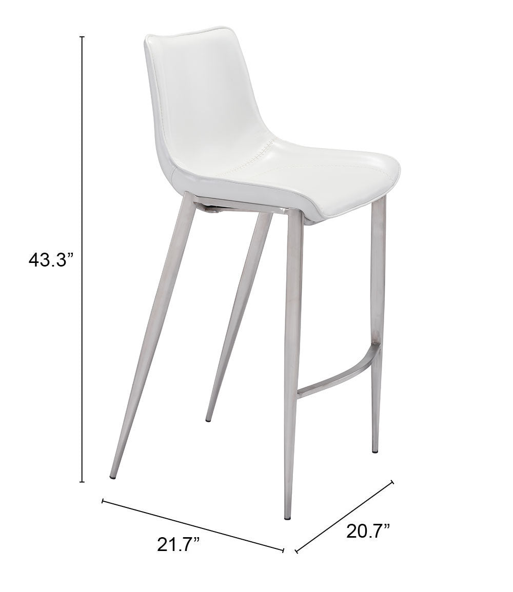 Juego de 2 taburetes de bar en blanco y plateado: calidad superior y diseño elegante para tu hogar.