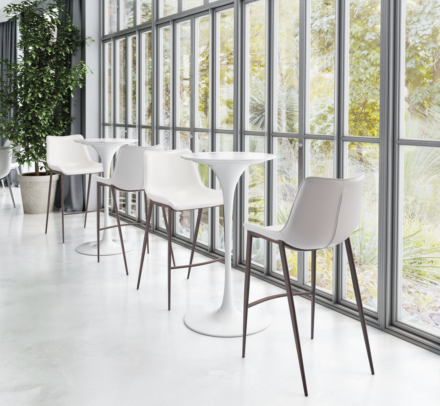 Tabouret de bar Magnus (lot de 2) blanc et noyer