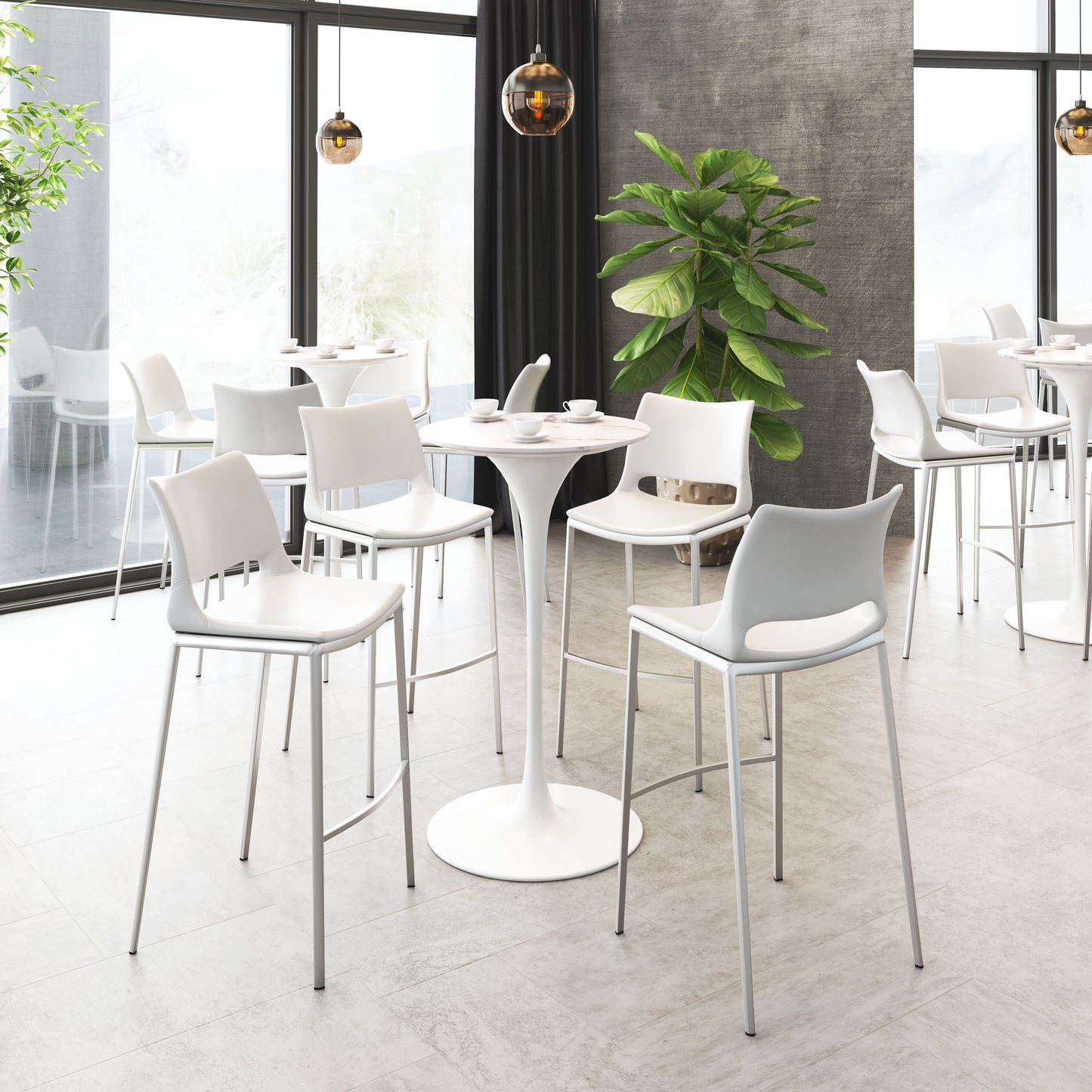 Barstool (Set of 2) White & Silver - Premium Quality & Stylish Design for Your Home