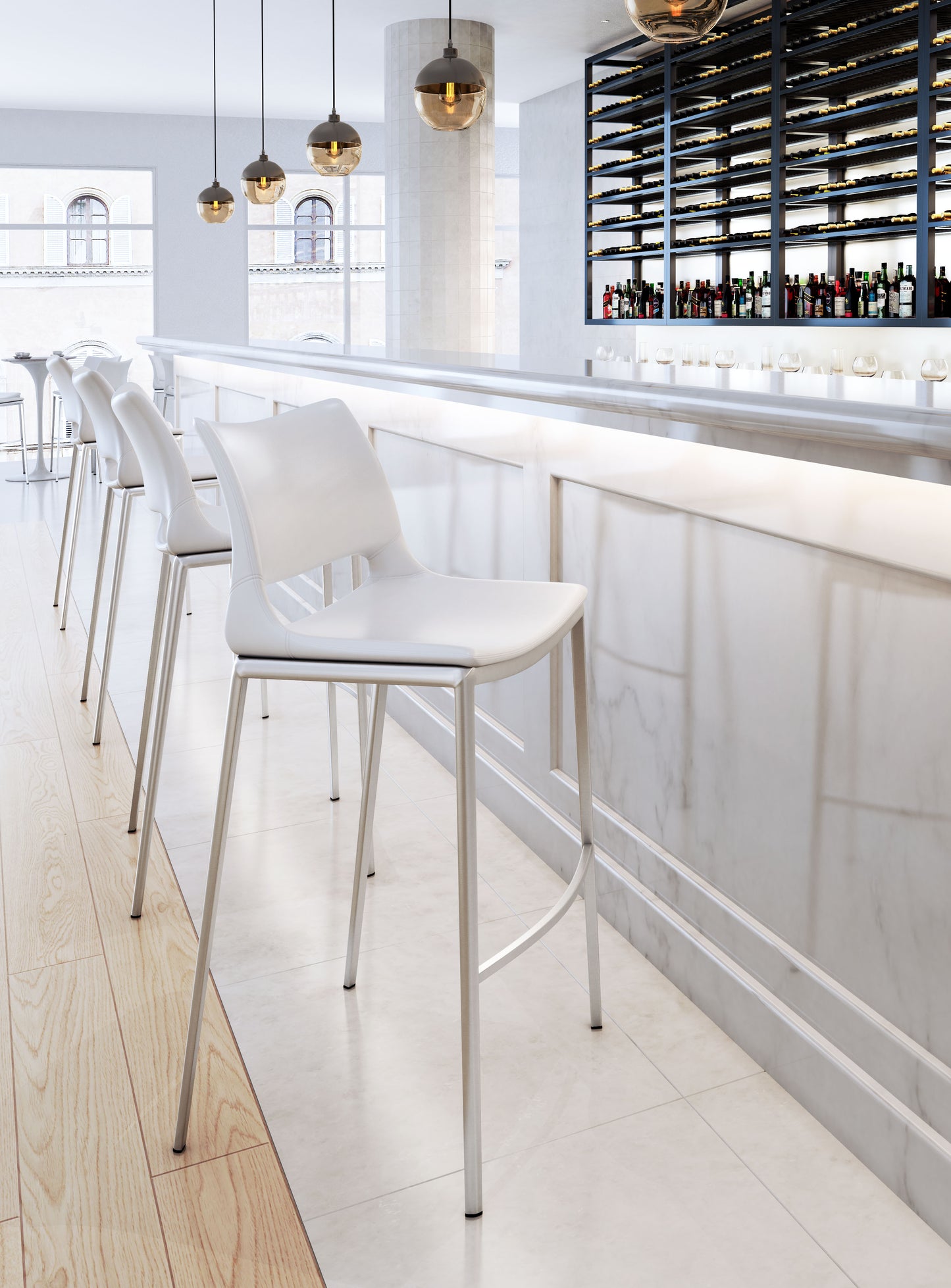 Barstool (Set of 2) White & Silver - Premium Quality & Stylish Design for Your Home